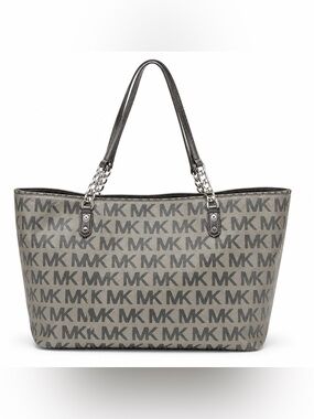 Michael Kors Gray MK Logo Chain-strap Tote